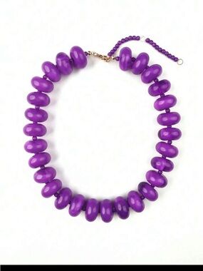 New Deep Purple Resin Beaded Chunky Statement Necklace - Women Jewelry